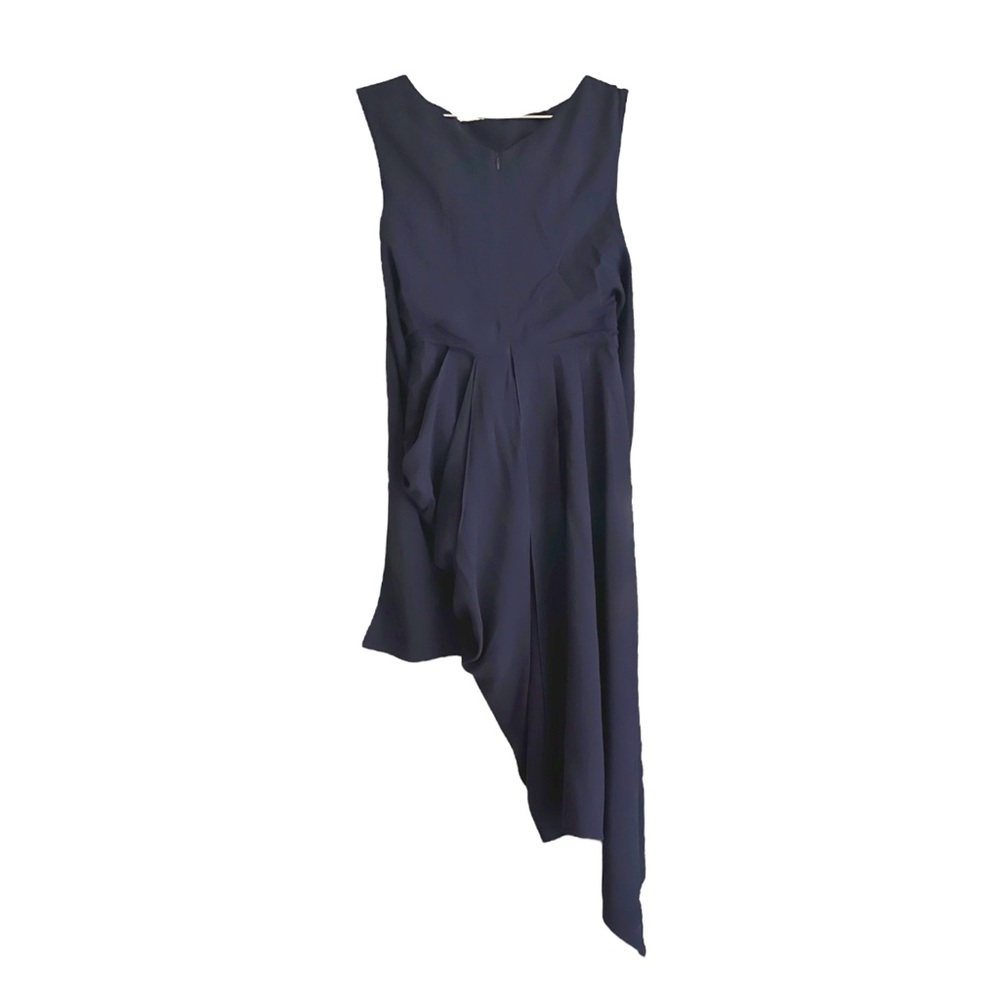 Stunning Vionnet Paris Asymmetrical Navy Blue Dress